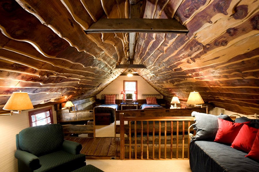 Interior redesign of a luxurious log cabin.